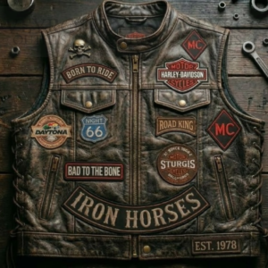 Distressed Leather Biker Vest