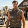 Men's leather biker vest