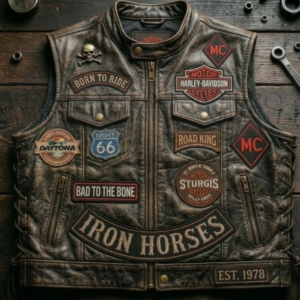 Men's leather biker vest