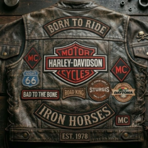 Men's leather biker vest