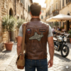 Distressed Leather Biker Vest