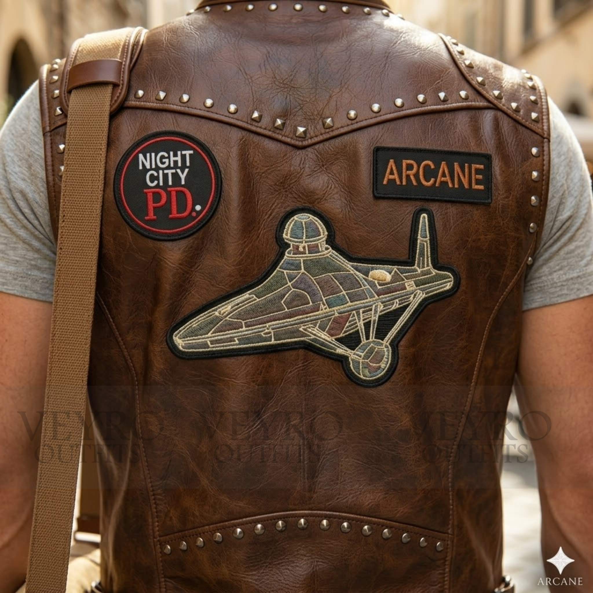Distressed Leather Biker Vest