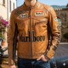 Vintage-style racing leather jacket