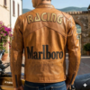 Vintage-style racing leather jacket