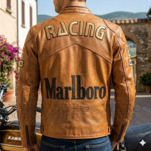 Vintage-style racing leather jacket