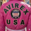 hot pink leather varsity jacket