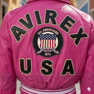 hot pink leather varsity jacket