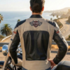 cream perforated leather racing jacket