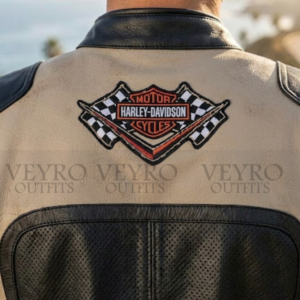 cream perforated leather racing jacket