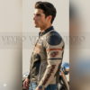 cream perforated leather racing jacket