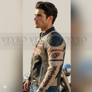 cream perforated leather racing jacket