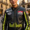 neon yellow racing leather jacket