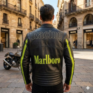neon yellow racing leather jacket