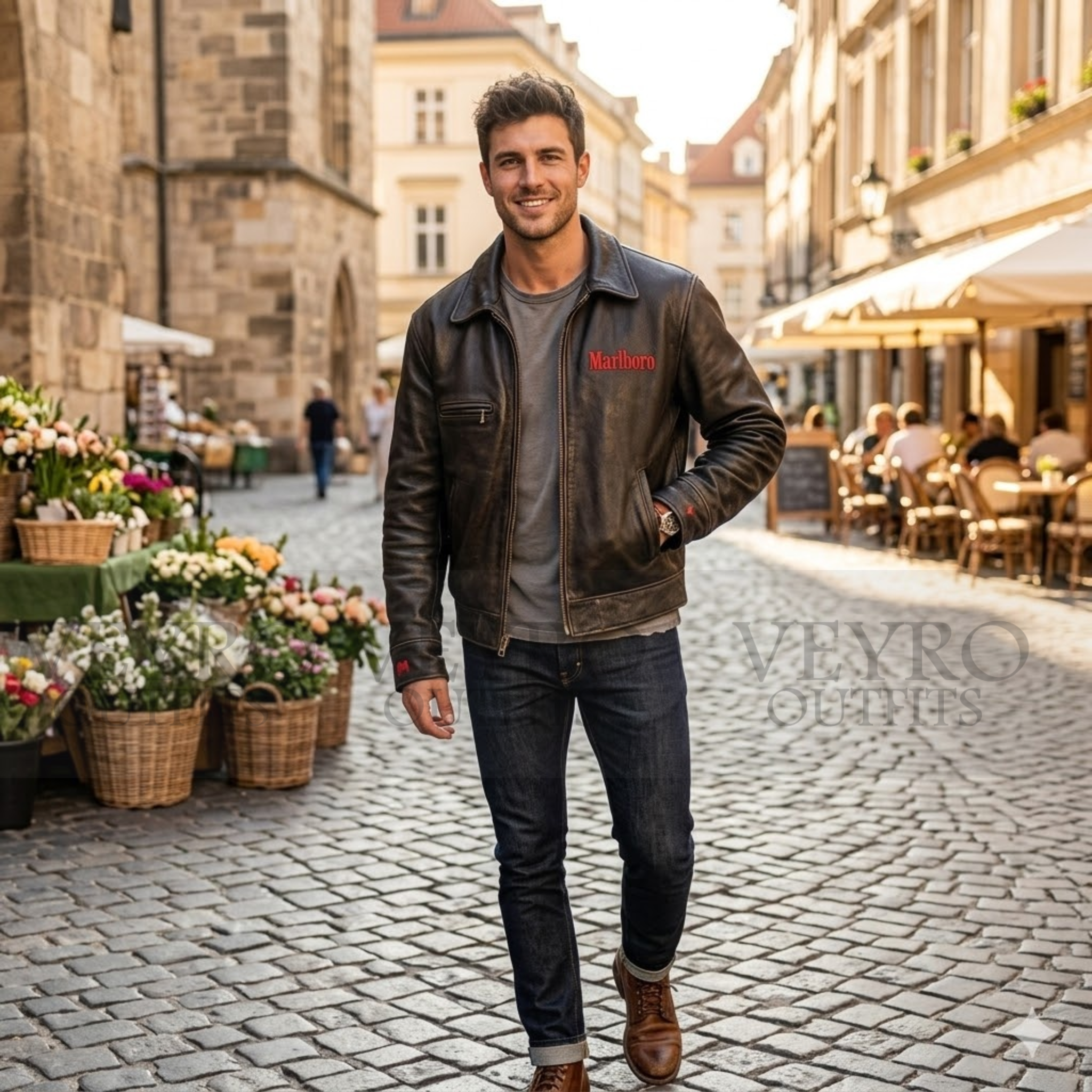 Marlboro-style leather jacket