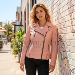 Women's pink biker jacket
