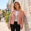 Women's pink biker jacket