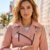 Women's pink biker jacket