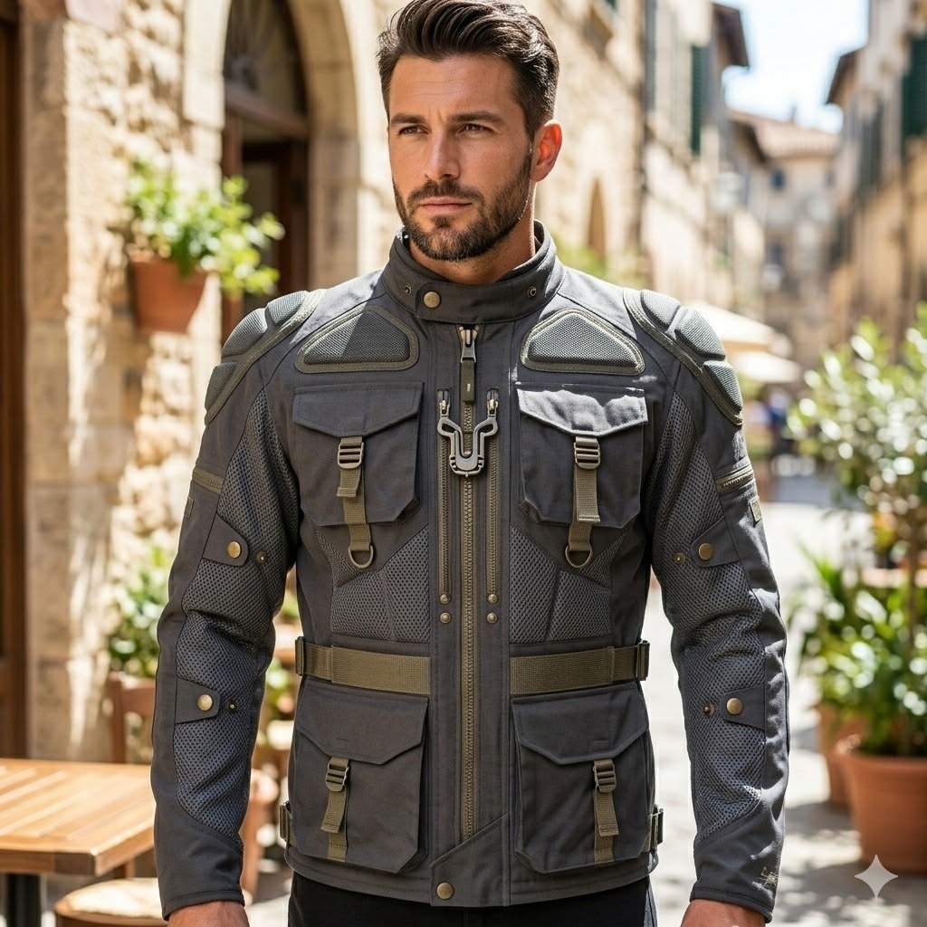 Veyro Outfits Adventure Motorcycle Jacket with Armor and Mesh