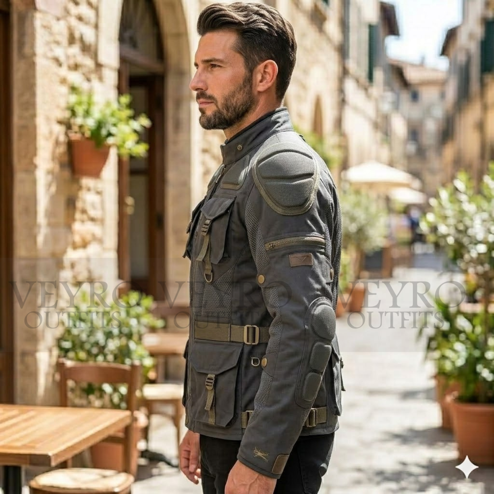 Veyro Outfits Adventure Motorcycle Jacket with Armor and Mesh