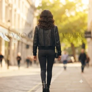 women's leather bomber jacket