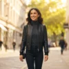 women's leather bomber jacket
