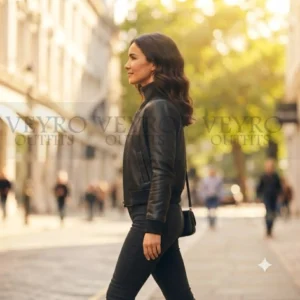 women's leather bomber jacket