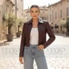Women’s Cropped Leather Jacket