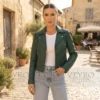 Green Leather Jacket Womens