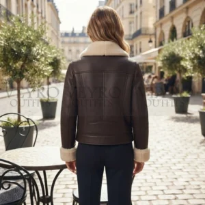 shearling collar faux leather jacket