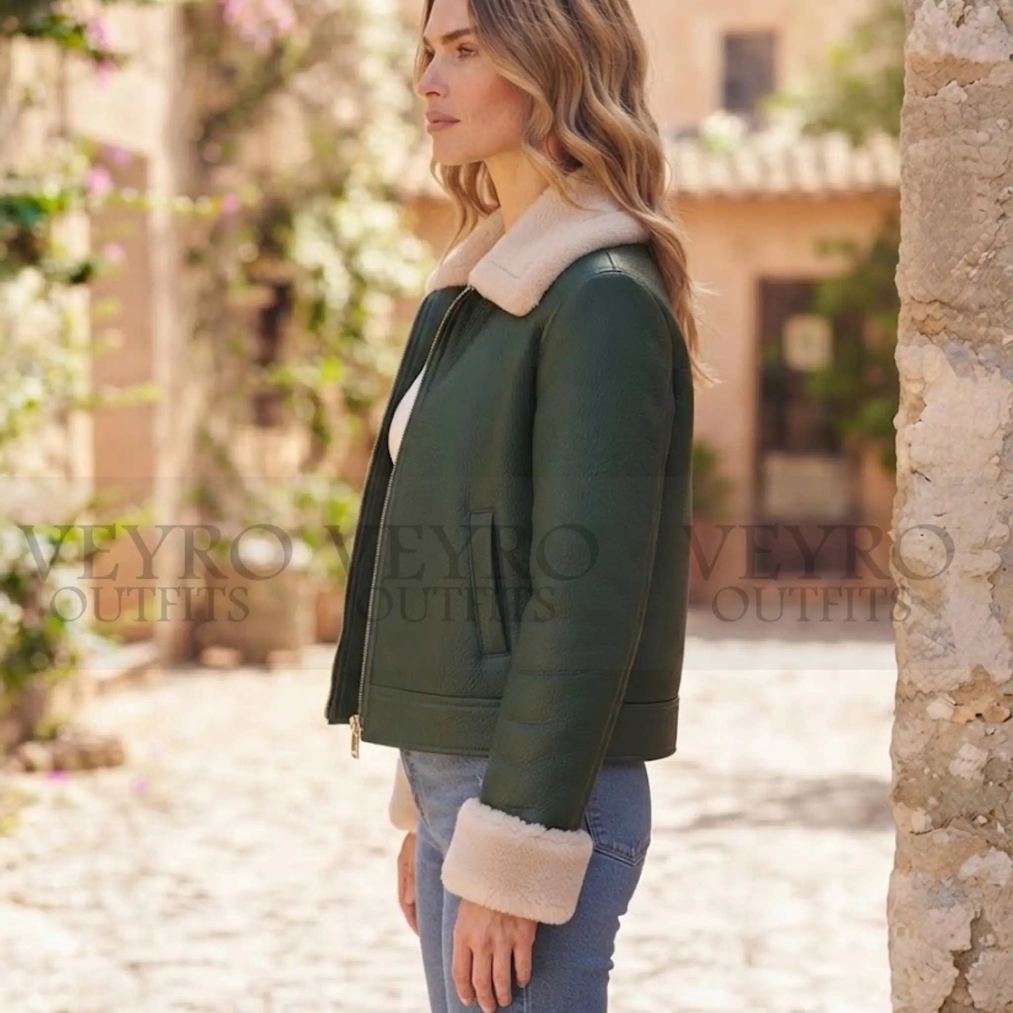 faux shearling bomber jacket