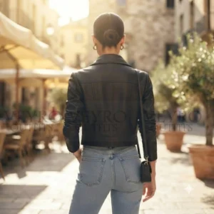women's cropped leather jacket