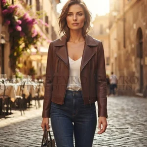 women's leather biker jacket