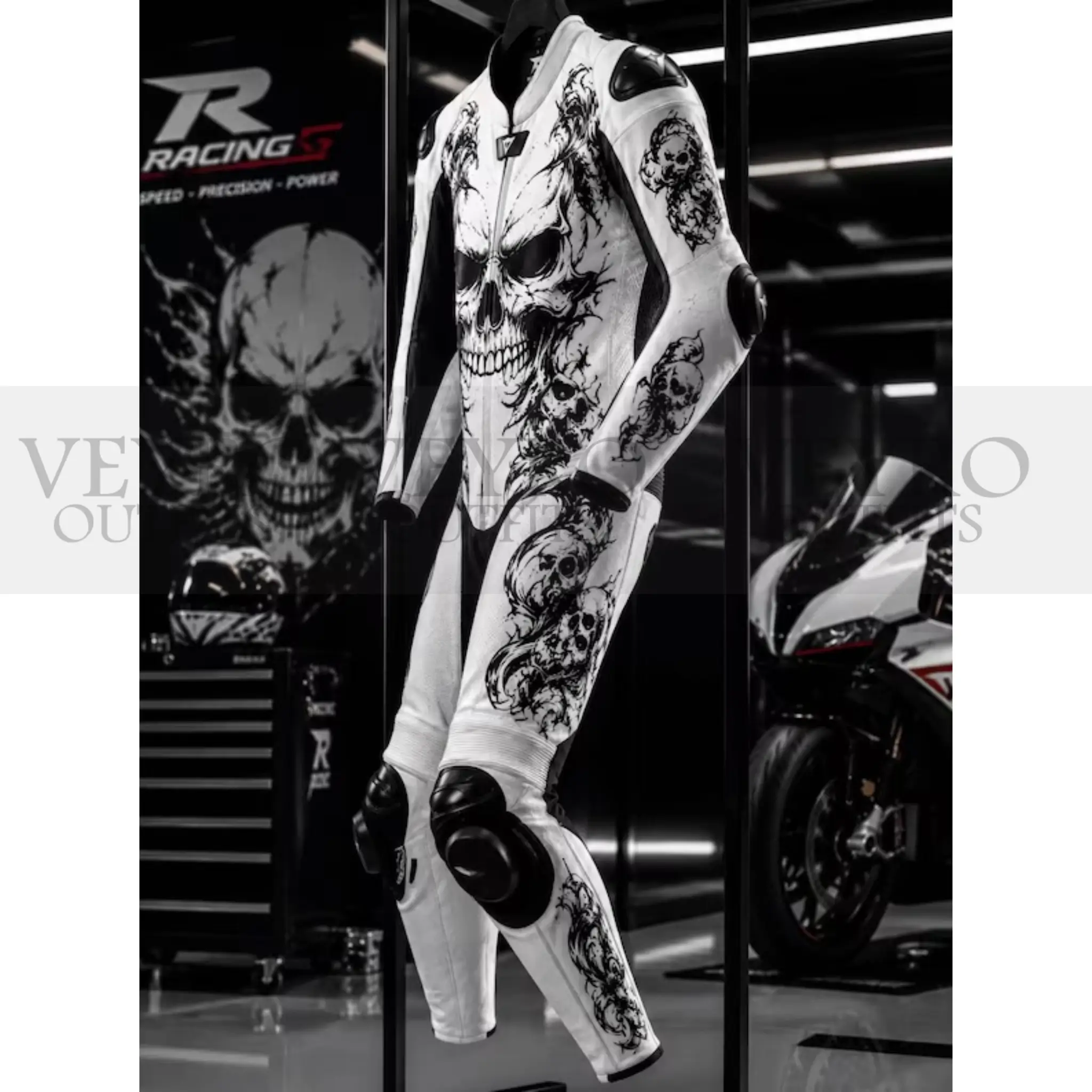 skull motorcycle racing suit