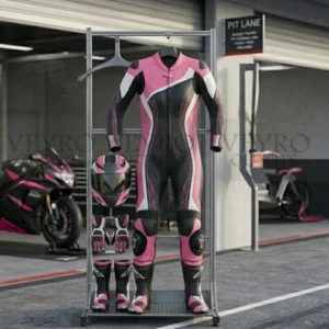 Ladies motorbike race suit paired with matching gloves and boots - Veyroo