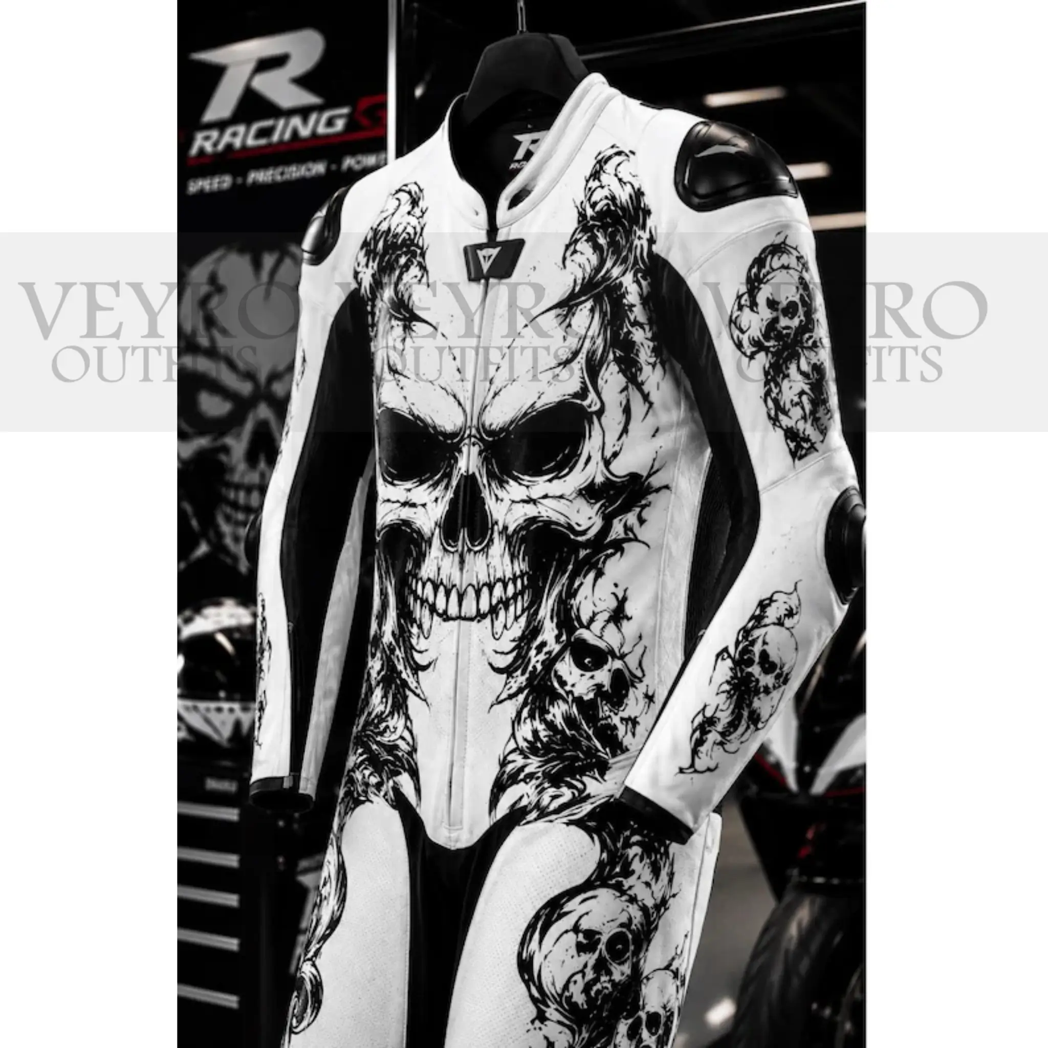 skull motorcycle racing suit