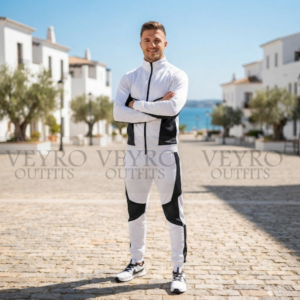 Men's Athletic Track Jacket - Stratus Air Full-Zip White & Black