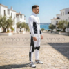 Men's Athletic Track Jacket - Stratus Air Full-Zip White & Black