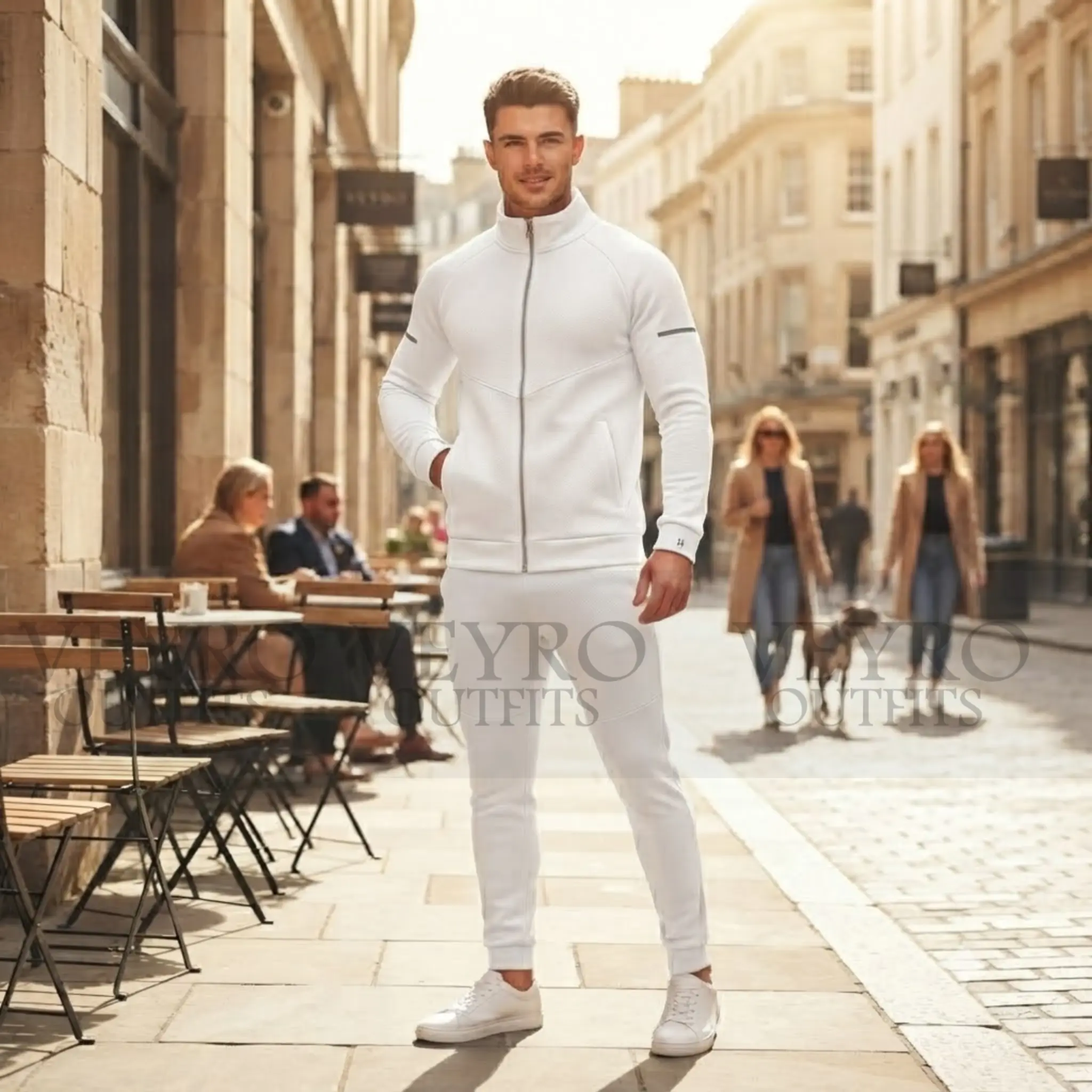 Waffle-Knit Track Jacket