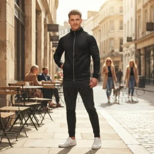Waffle-Knit Track Jacket