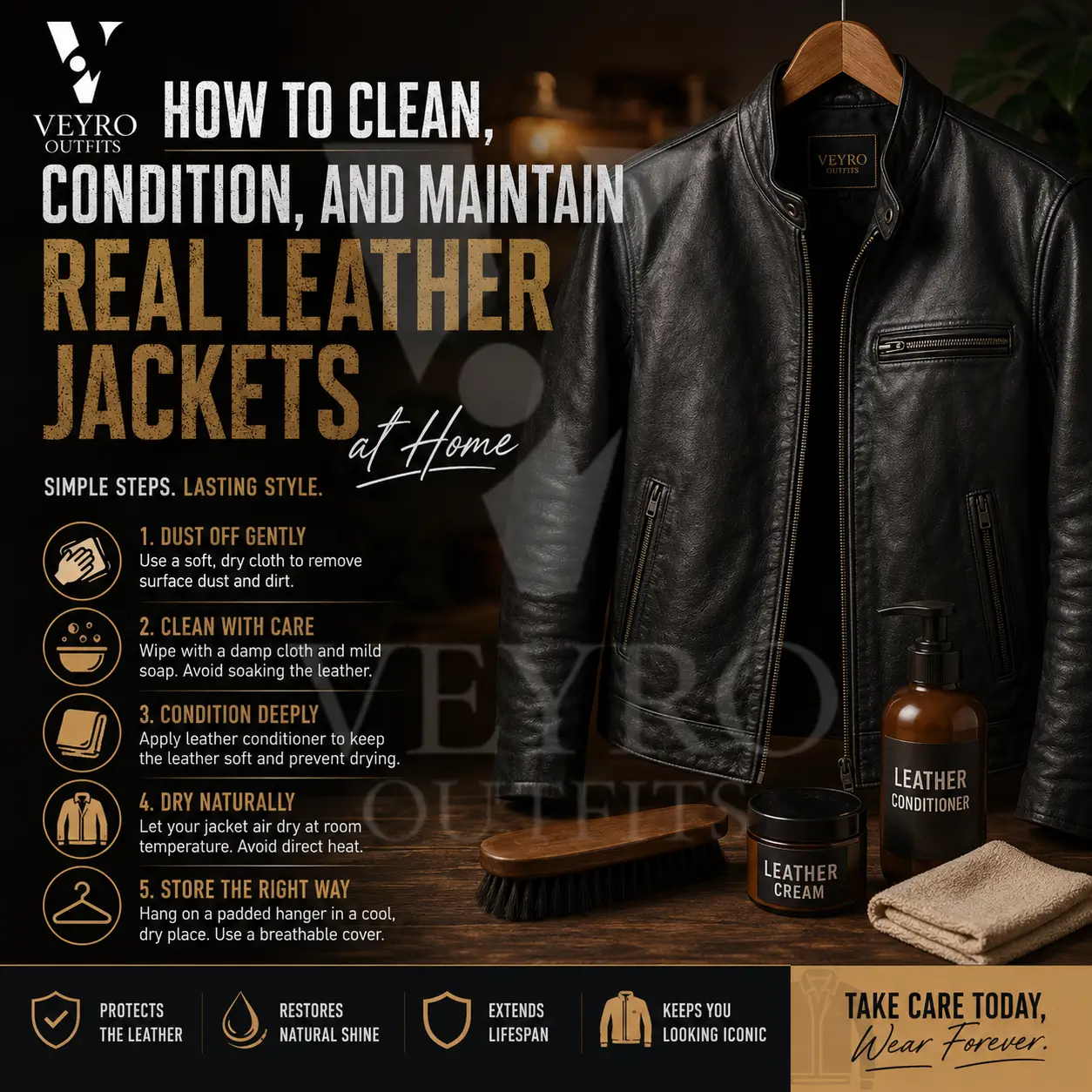 How to Clean, Condition, and Maintain Real Leather Jackets at Home