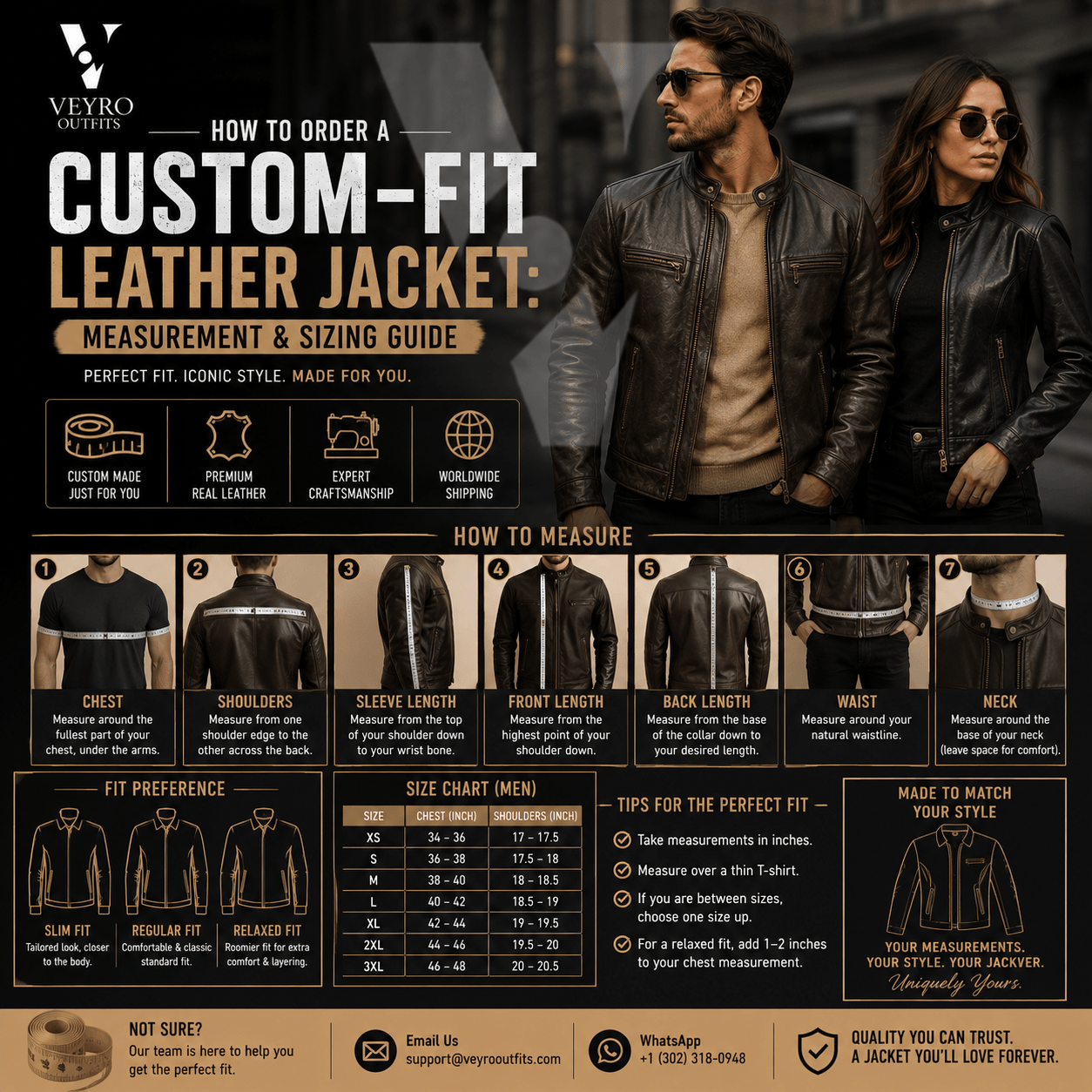 How to Order a Custom-Fit Leather Jacket: Measurement & Sizing Guide