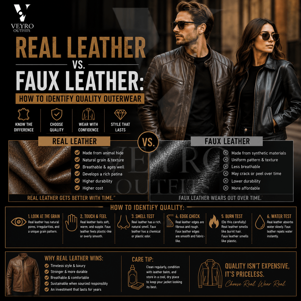 Real Leather vs. Faux Leather: How to Identify Quality Outerwear