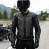 armored studded leather racing jacket