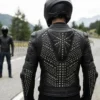 armored studded leather racing jacket