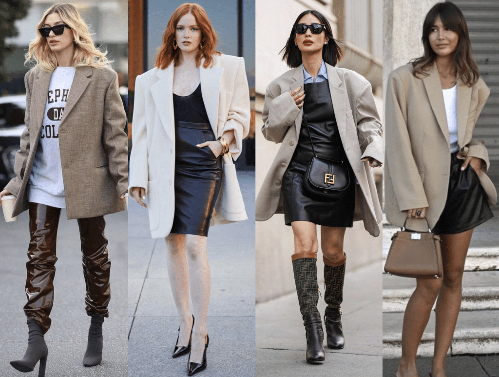 Pair leather blazer outfits with dark jeans or dress pants for smart casual and evening style across the USA.