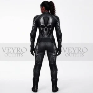 women's skull leather racing suit