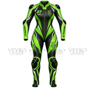 Green and black racing suit