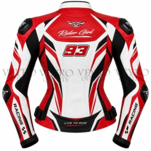 Red white racing jacket, Rider Girl