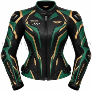 Women's Leather Motorcycle Jacket with Armor
