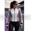 women's dual-tone leather racing jacket